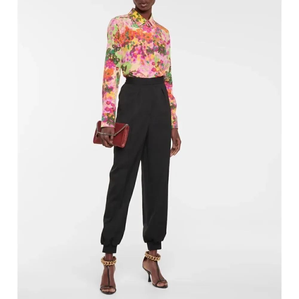 Stella McCartney NICOLE WOOL Zipper Fly Jogger Pants Black Size IT46 (L/US10)